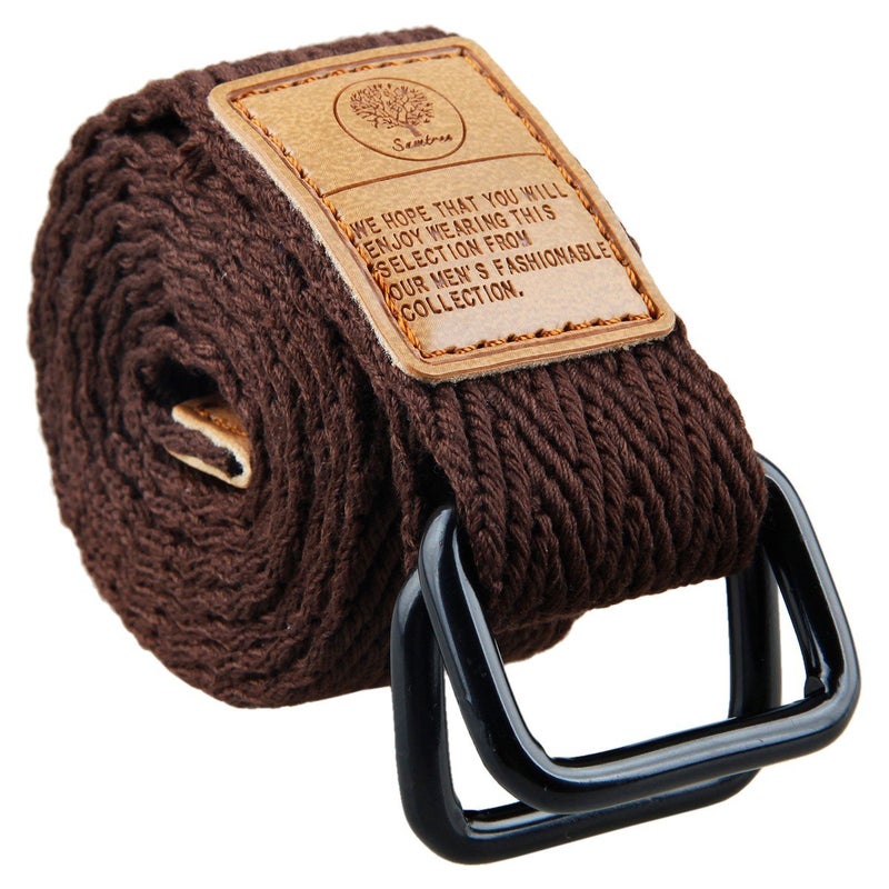 moonsix Canvas Web Belts for Men, Military Style D-ring Buckle Men's Belt, Brown 2 - Image 1